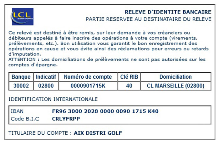 virement paiement golfleader