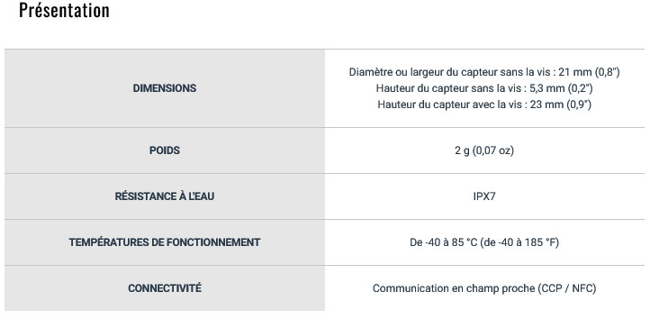 Caracteristique Capteur CT1 Garmin Golf